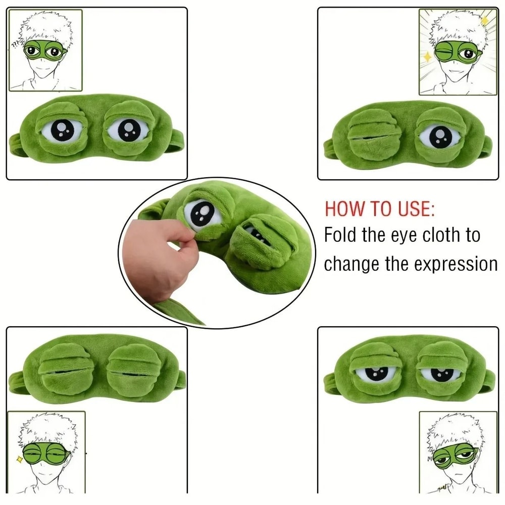 Soft 3D Frog Sleep Mask With Adjustable Strap For Travel And Relaxation 4