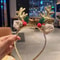 Gold Sequin Deer Horn Christmas Headband With Bells And Festive Holiday Accents 4