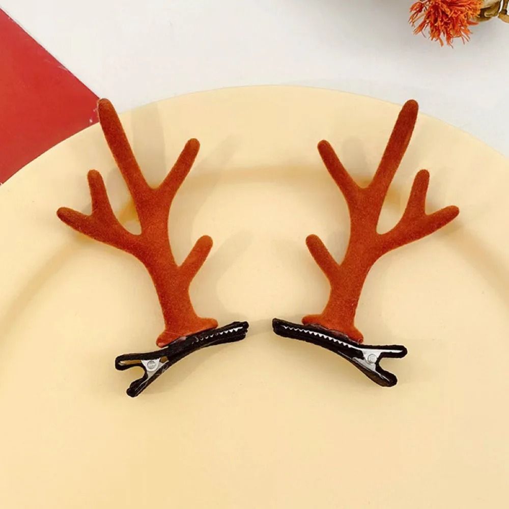 Christmas Antler Hair Clips With Deer Ears And Fluffy Accents For Festive Holiday Styling 8