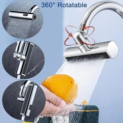 three mode swivel extension faucet nozzle with splash proof waterfall flow for kitchen sinks