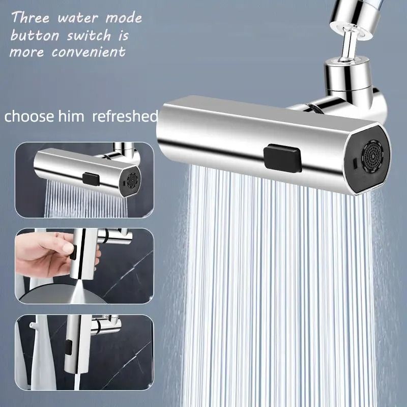 Three Mode Swivel Extension Faucet Nozzle With Splash Proof Waterfall Flow For Kitchen Sinks 5
