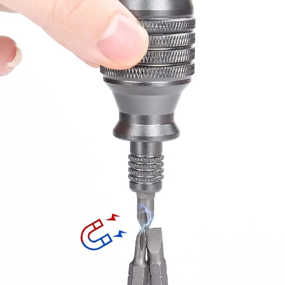 Mini Industrial Screwdriver Set With Aluminum Alloy Handle And 7 Interchangeable Bits 2