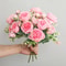 Rose Pink Silk Peony Bouquet With 5 Large Heads And 4 Small Buds For Wedding And Home Decoration 4