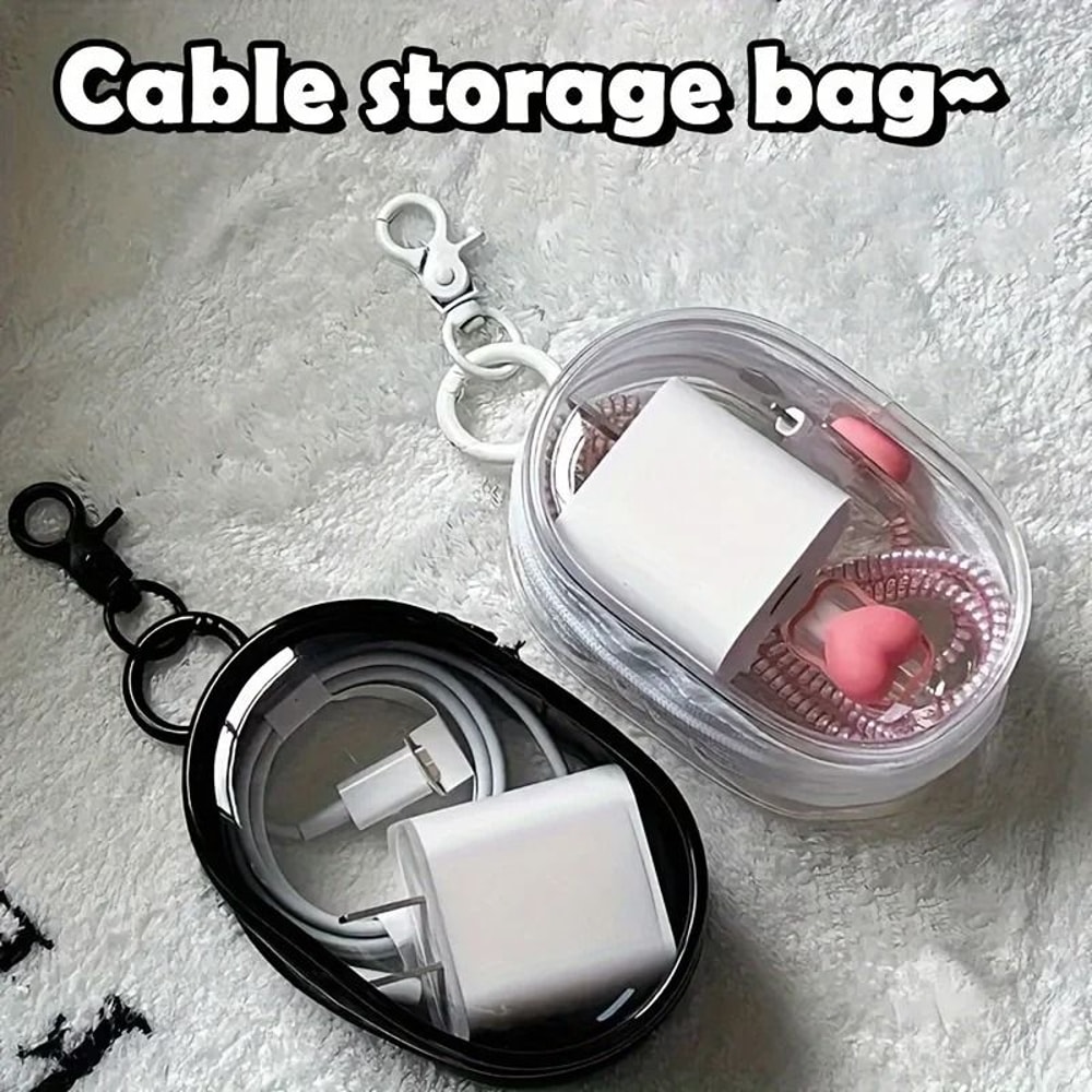 Portable Mini Clear Zipper Storage Bag Space Saving Organizer For Earphones Chargers And Small Acce 7