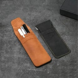 vintage frosted pu leather pen case large capacity protective sleeve for fountain pens