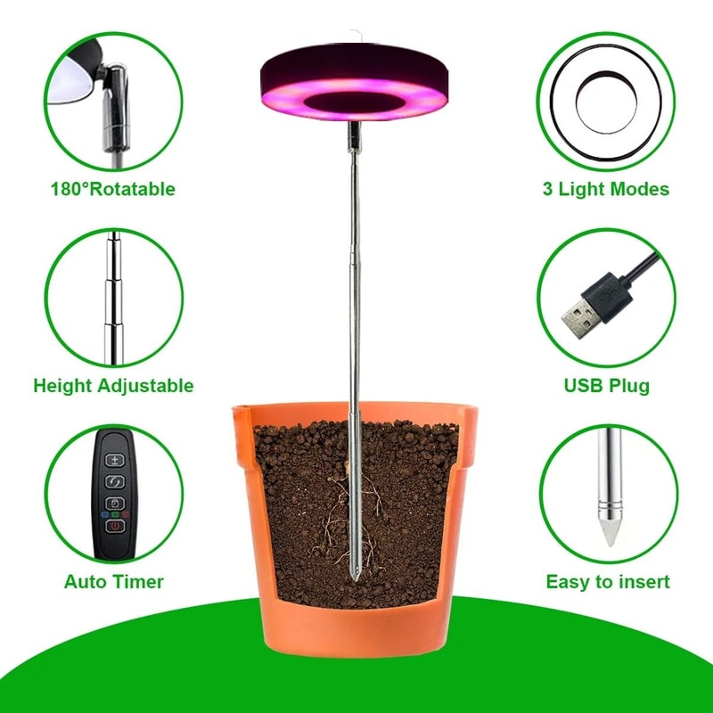 Adjustable Full Spectrum LED Plant Growth Light With Three Color Modes And Dimmable Stand 5