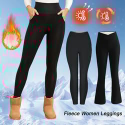 high waisted fleece lined flared leggings for women with thermal warmth and tummy control