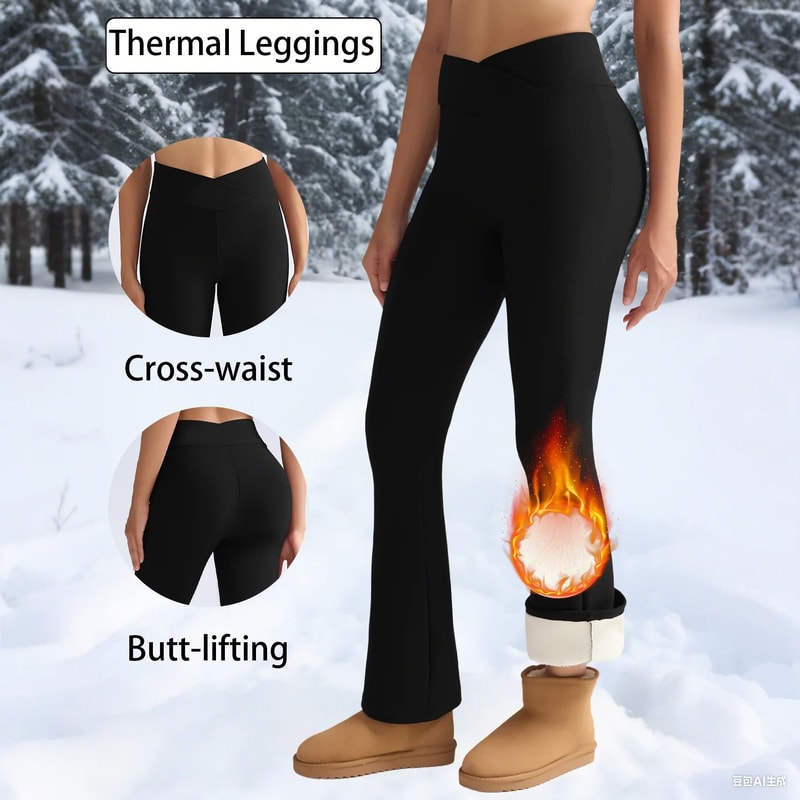High Waisted Fleece Lined Flared Leggings For Women With Thermal Warmth And Tummy Control 1