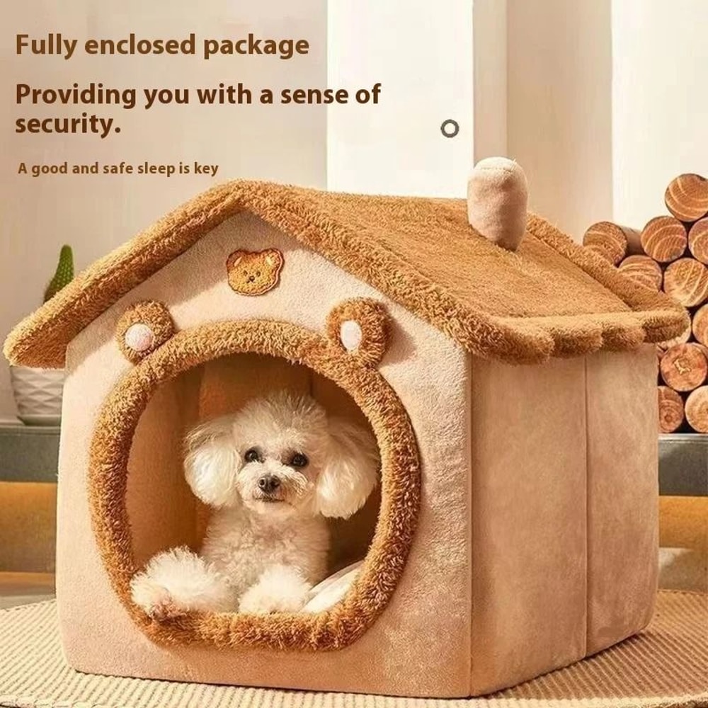 All Season Dog House Style Bed With Removable Washable Cushion For Small Dogs And Cats 3