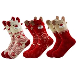 winter warm christmas socks for women and kids with cute santa and deer designs soft cozy sleep socks