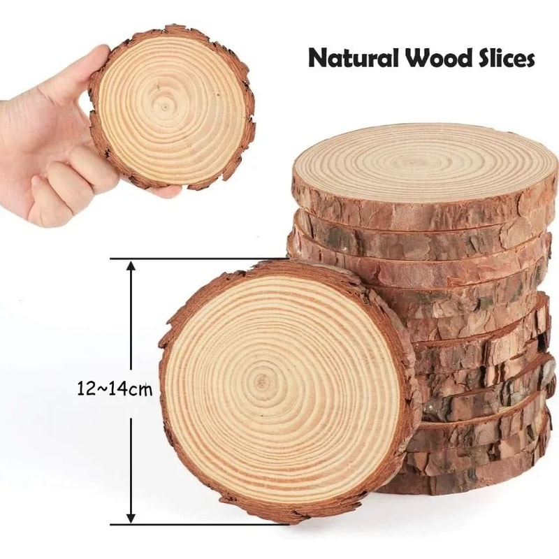 Natural Pine Wood Slices For DIY Crafts Thick Unfinished Log Discs With Bark For Art Wedding And Pa 1