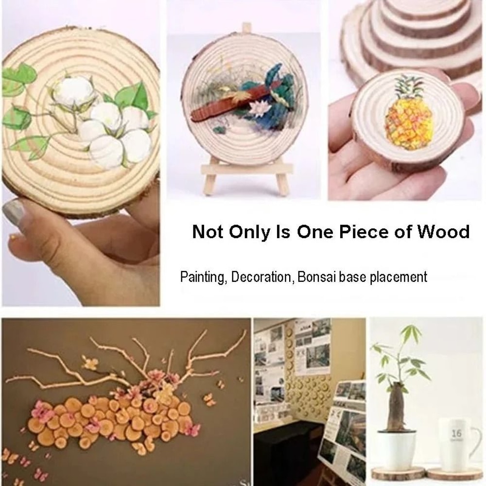Natural Pine Wood Slices For DIY Crafts Thick Unfinished Log Discs With Bark For Art Wedding And Pa 4