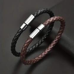 mens pu leather magnetic suction bracelet set with alloy buckle stylish mature gift for men