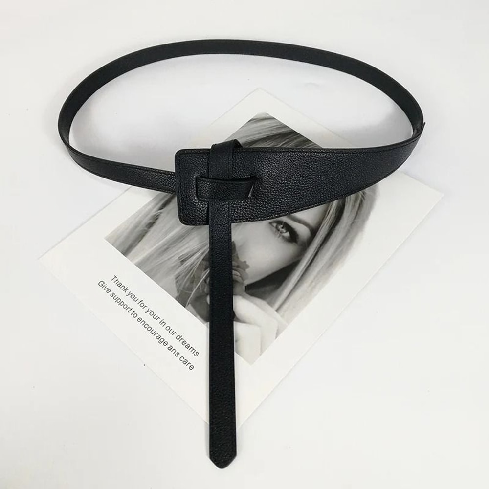 High Quality Soft PU Leather Knot Waist Belt For Women Long Adjustable Corset Style Waistband 7