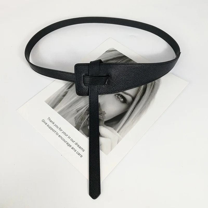 High Quality Soft PU Leather Knot Waist Belt For Women Long Adjustable Corset Style Waistband 7