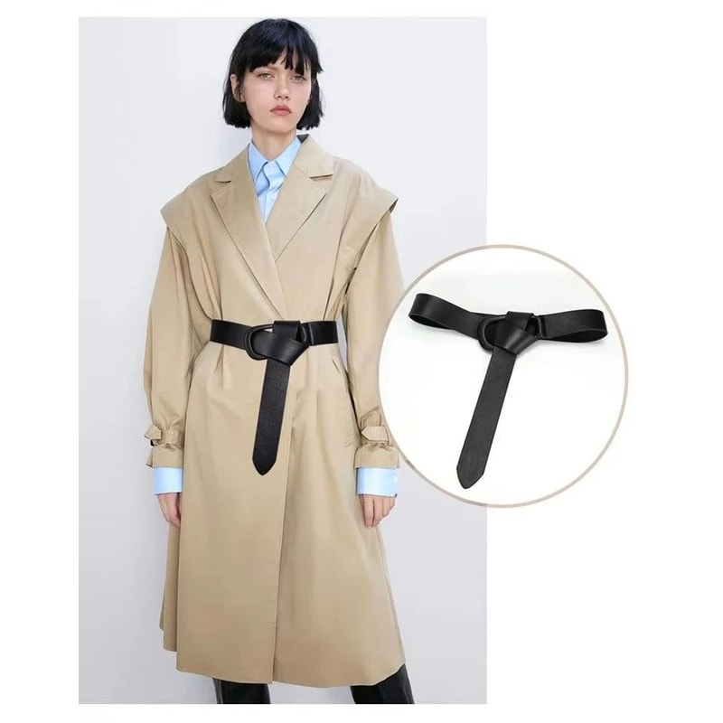 Womens Genuine Leather Knot Belt Adjustable Waist Cincher For Dresses Sweaters And Blazers 1