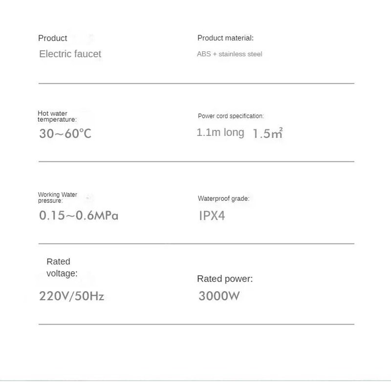 3000W Electric Instant Hot Water Faucet Tankless Kitchen Water Heater Tap With LED Temperature Disp 7