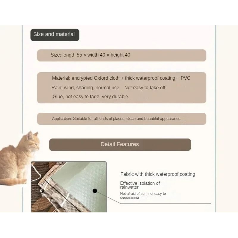 Outdoor Stray Cat Feeding House With Waterproof Canopy Rain Shelter Durable Oxford Cloth Nest 1