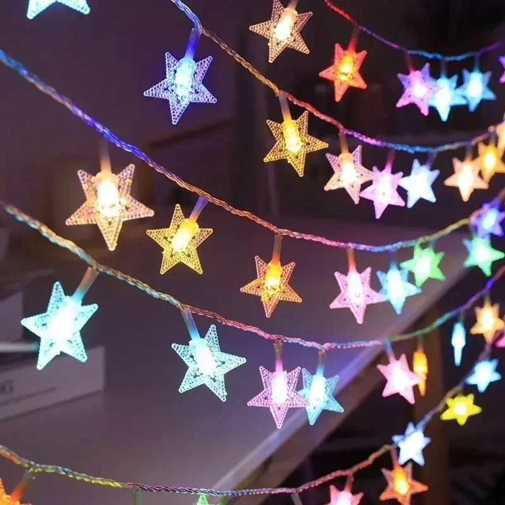 LED Star String Lights Outdoor Fairy Garland Lights For Home Wedding Garden Christmas Decor 8