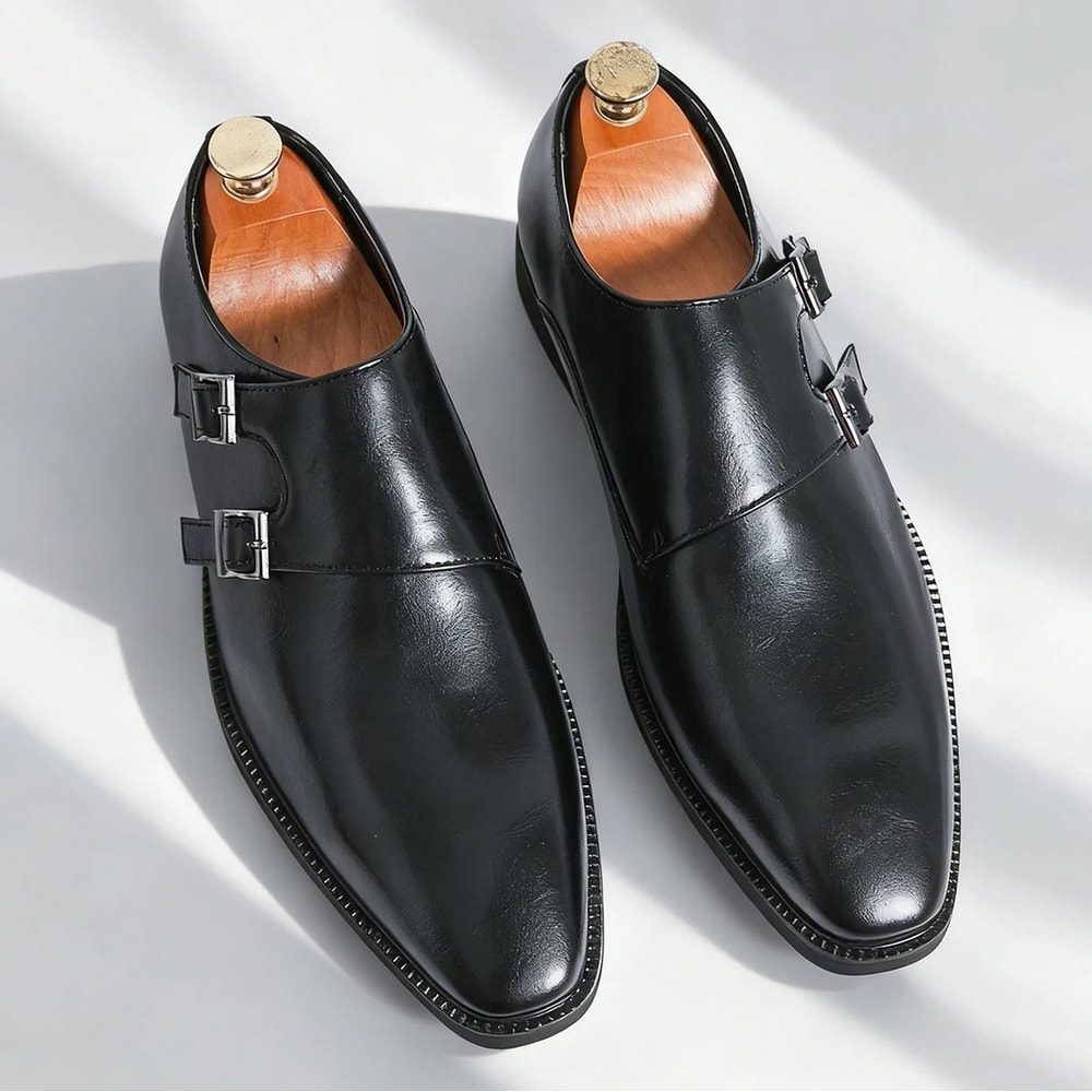 Classic Retro Monk Strap Leather Shoes For Men With Pointed Toe And Buckle Comfortable Business And 6