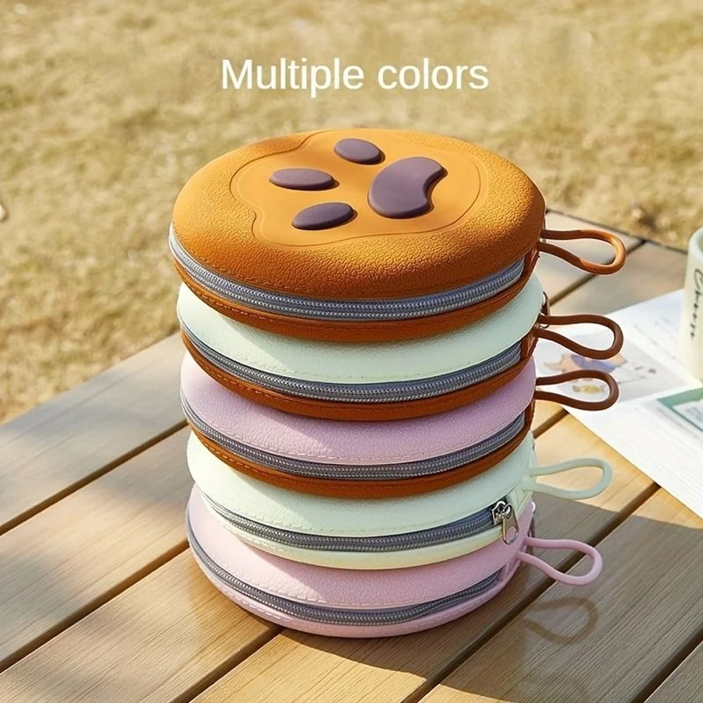 Foldable Silicone Double Dog Bowl Portable Travel Feeding Set 3