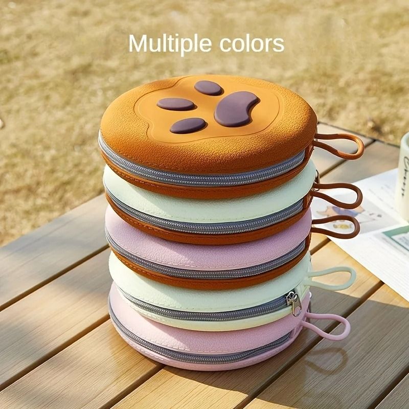 Foldable Silicone Double Dog Bowl Portable Travel Feeding Set 3