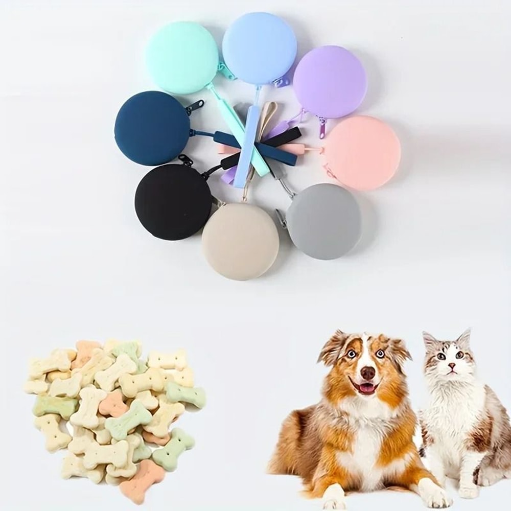Silicone Pet Treat Pouch Portable Round Training Bag For Dogs And Cats 1