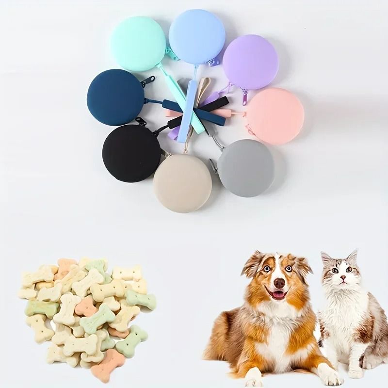 Silicone Pet Treat Pouch Portable Round Training Bag For Dogs And Cats 1
