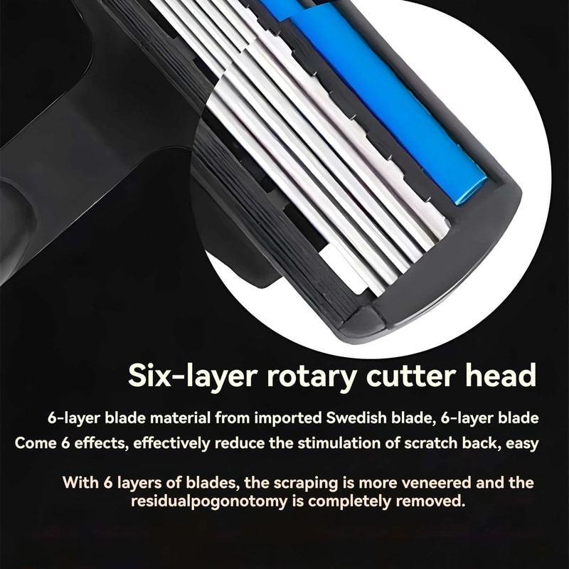 Six Layer Razor Blade Mens Stainless Steel Clean Shaving Water Washed Razor 4