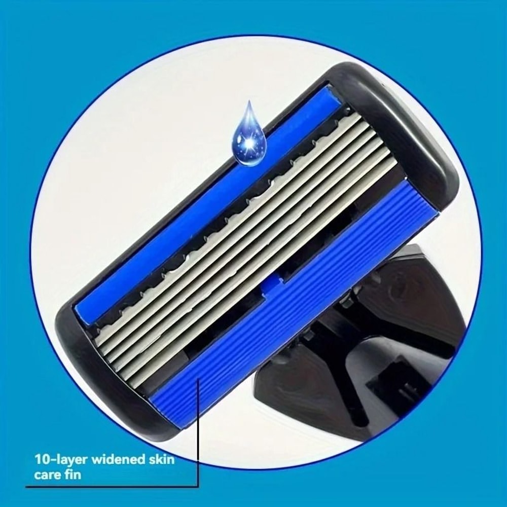 Six Layer Razor Blade Mens Stainless Steel Clean Shaving Water Washed Razor 5