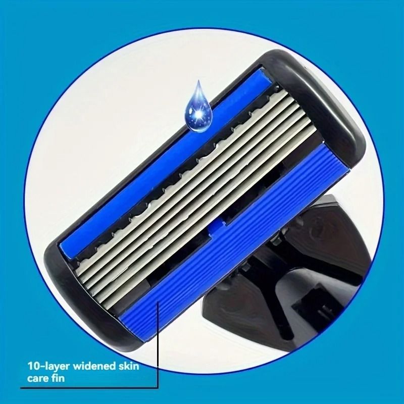 Six Layer Razor Blade Mens Stainless Steel Clean Shaving Water Washed Razor 5