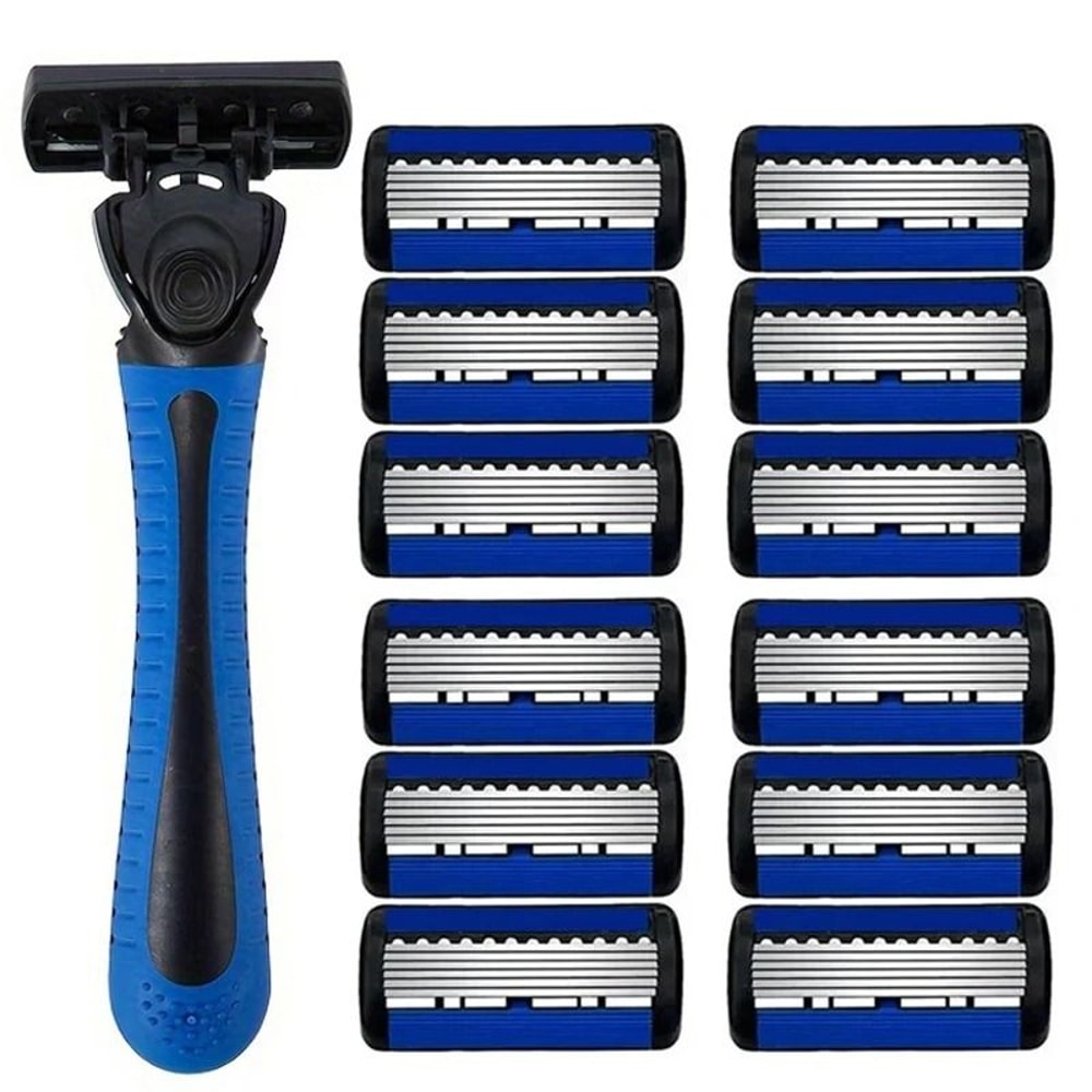 Six Layer Razor Blade Mens Stainless Steel Clean Shaving Water Washed Razor 9
