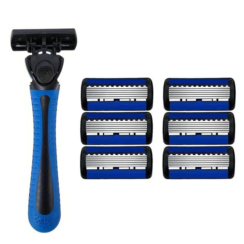 Six Layer Razor Blade Mens Stainless Steel Clean Shaving Water Washed Razor 8