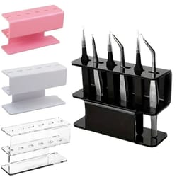 acrylic eyelash tweezer storage rack six slot space saving organizer for beauty tools