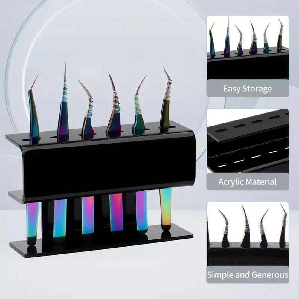 Acrylic Eyelash Tweezer Storage Rack Six Slot Space Saving Organizer For Beauty Tools 2