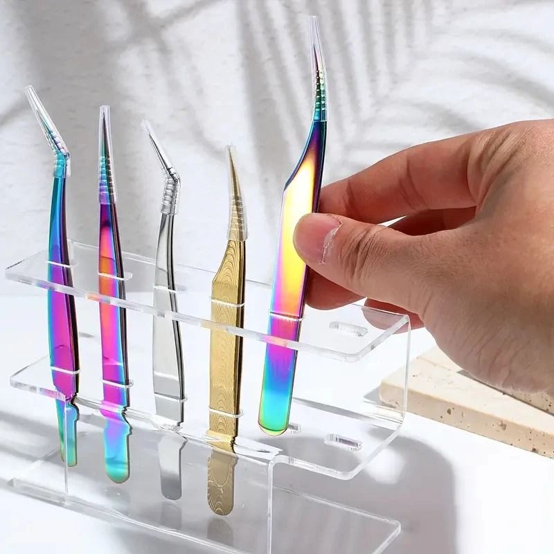 Acrylic Eyelash Tweezer Storage Rack Six Slot Space Saving Organizer For Beauty Tools 3