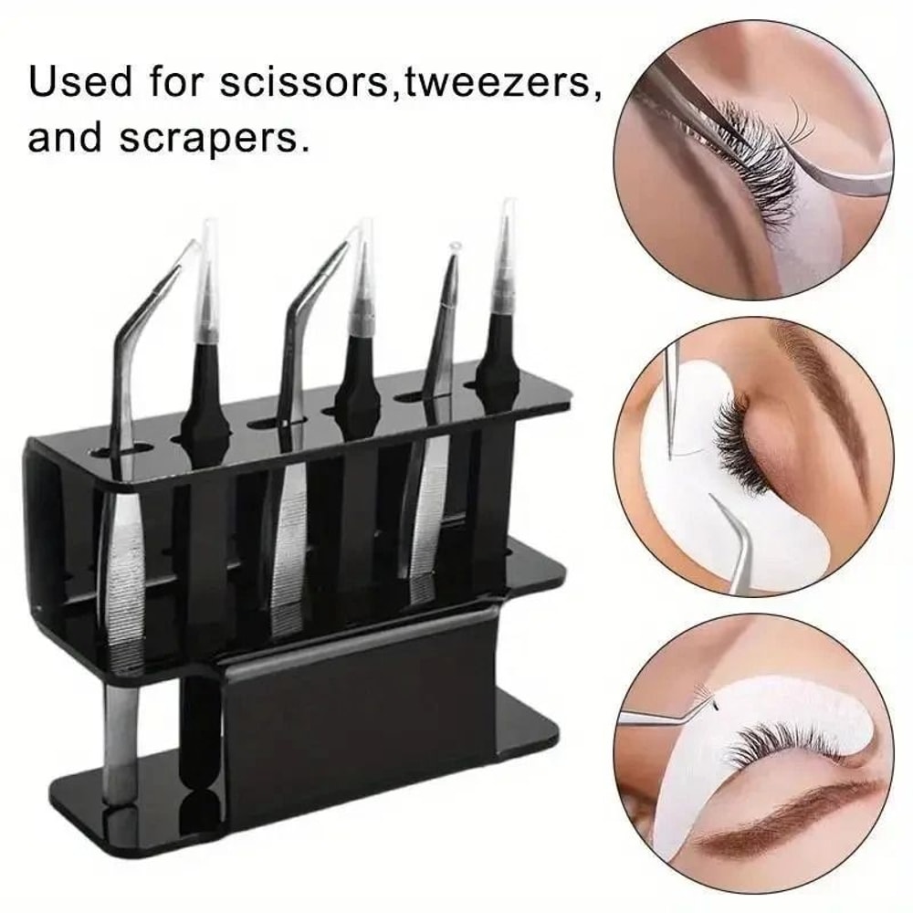 Acrylic Eyelash Tweezer Storage Rack Six Slot Space Saving Organizer For Beauty Tools 5
