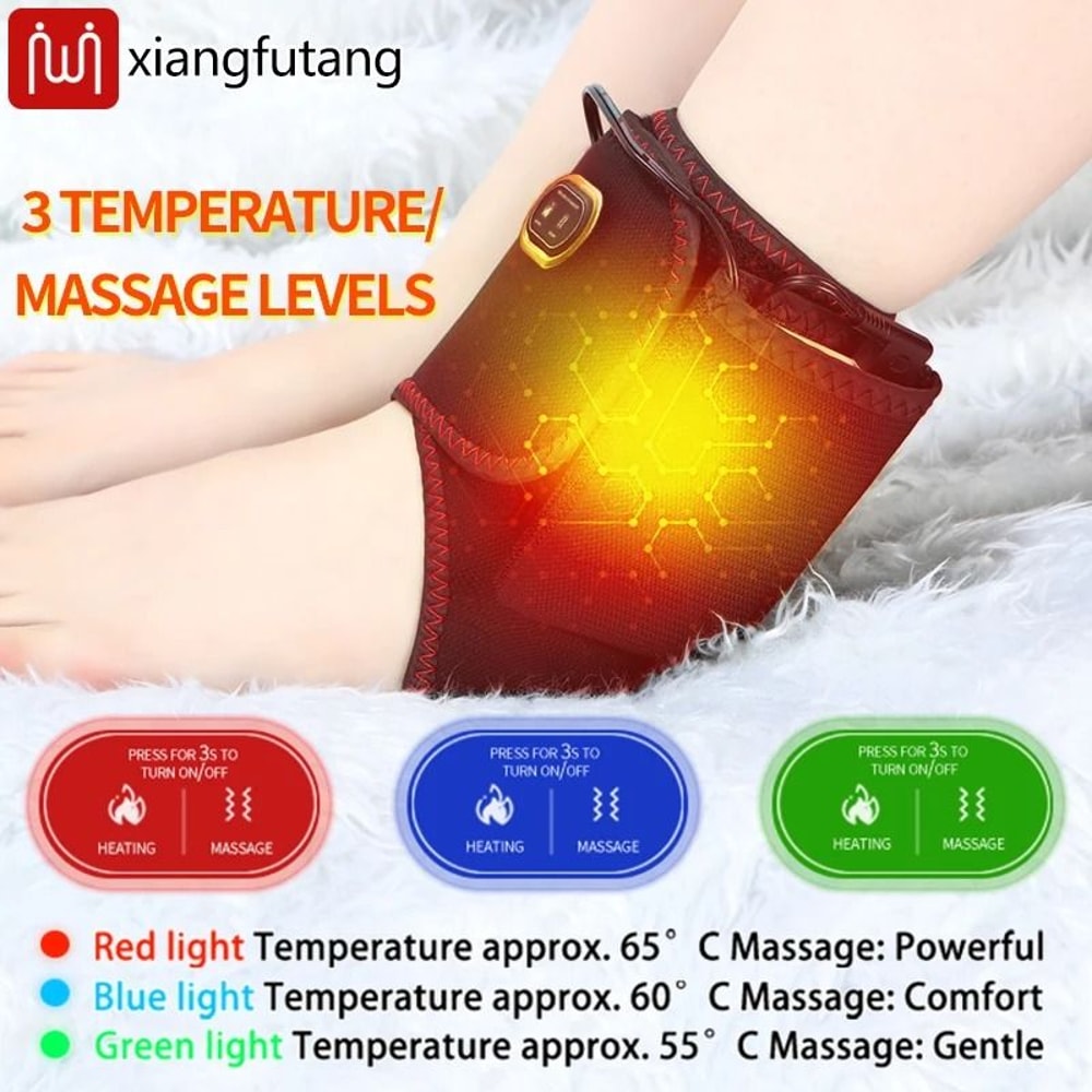 Adjustable Heated Ankle Massager Brace With Vibration Therapy For Pain Relief And Injury Recovery 1