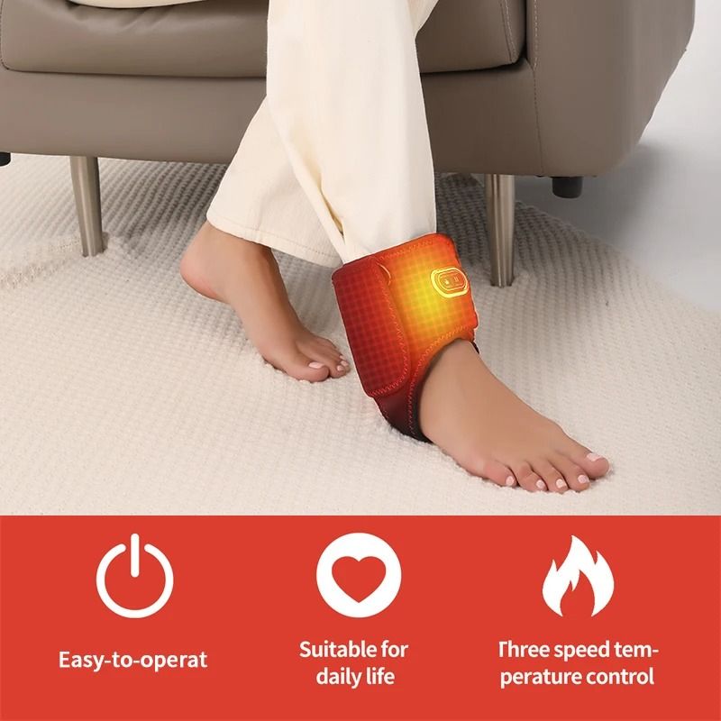 Adjustable Heated Ankle Massager Brace With Vibration Therapy For Pain Relief And Injury Recovery 2