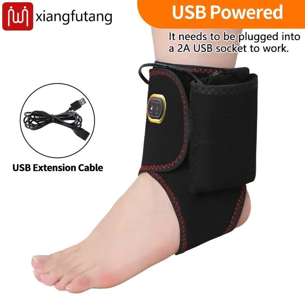 Adjustable Heated Ankle Massager Brace With Vibration Therapy For Pain Relief And Injury Recovery 3