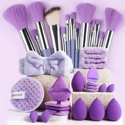33 piece makeup sponge beauty set for blending, applying and removing makeup