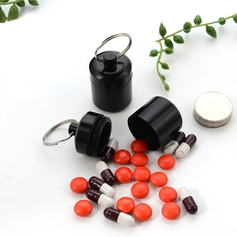 Aluminum Waterproof Pill Box With Secure Seal And Keychain For Vitamins And Medicine 1