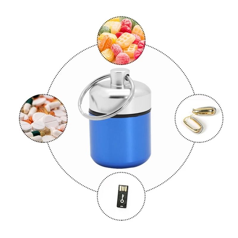 Aluminum Waterproof Pill Box With Secure Seal And Keychain For Vitamins And Medicine 3