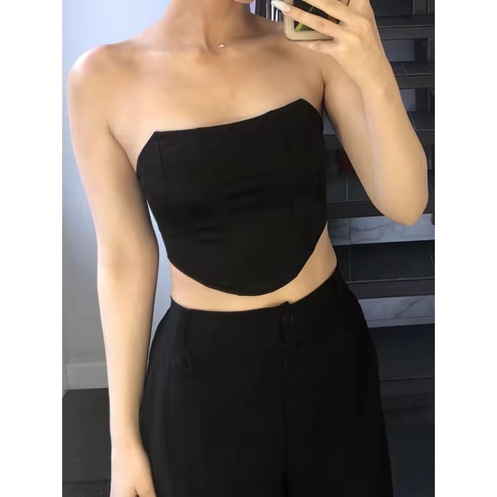 Sleeveless Off Shoulder Corset Crop Top Backless Bustier Vest For Women 3