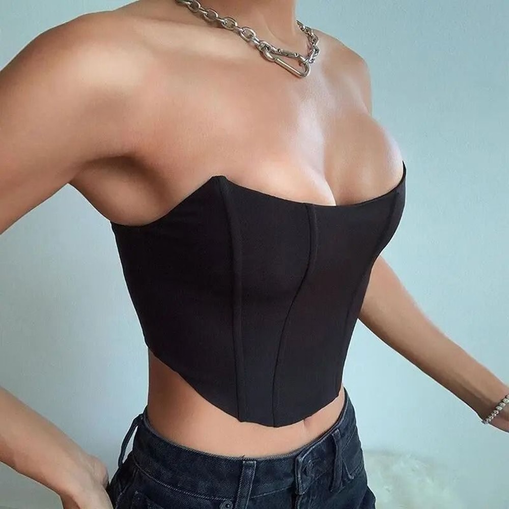 Sleeveless Off Shoulder Corset Crop Top Backless Bustier Vest For Women 7