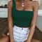 One Shoulder Summer Crop Top Sleeveless Tank Vest For Women 1