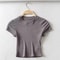 Womens Slim ONeck Short Sleeve Stretch Crop Top 4