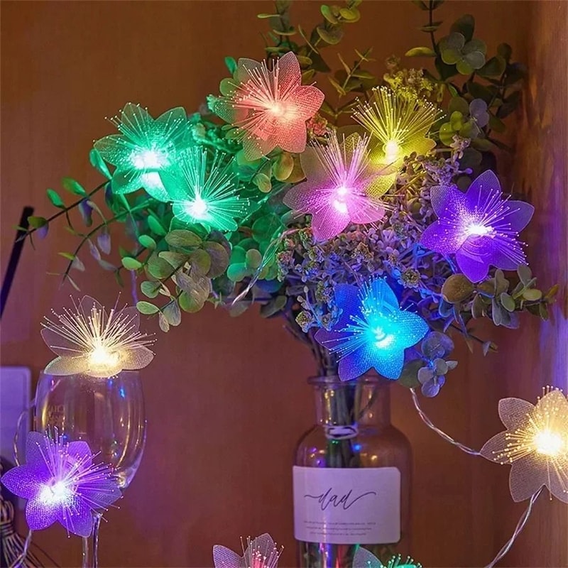 LED Fiber Optic Fairy Light Garland BatteryOperated Decorative String For Parties And Holidays 2