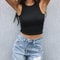 Ribbed Knit Off Shoulder Crop Tank Top For Women Summer Casual Fitness Wear 5