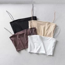 womens elastic cotton sleeveless crop top summer casual stretchy tank cami